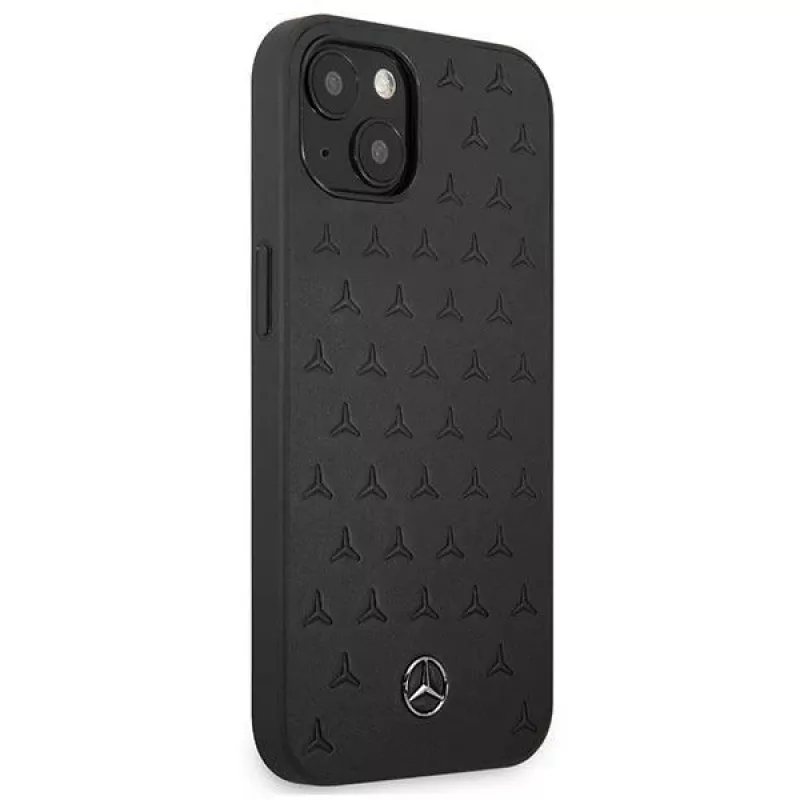 Mercedes-Benz iPhone 13 Mini pevné puzdro koža Stars Pattern čierne