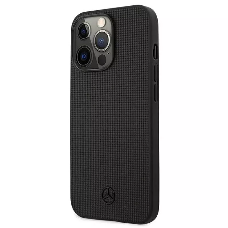 Mercedes-Benz MEHCP13LMBLBK iPhone 13 Pro /13 6,1 palca čierne pevné puzdro koža Meshed Metal Logo