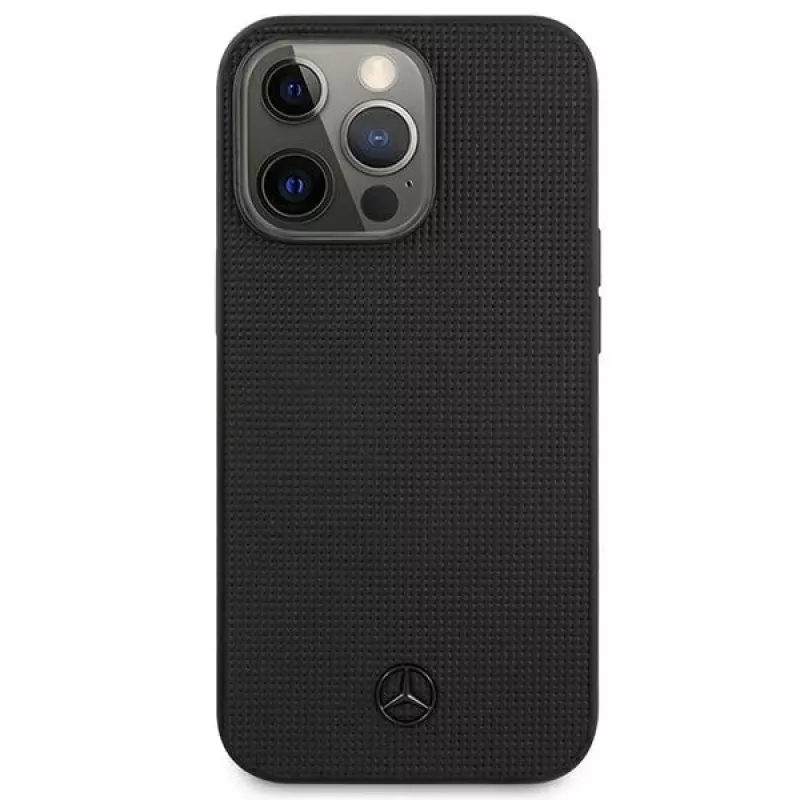 Mercedes-Benz MEHCP13LMBLBK iPhone 13 Pro /13 6,1 palca čierne pevné puzdro koža Meshed Metal Logo