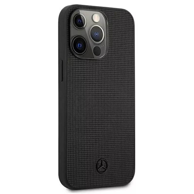 Mercedes-Benz MEHCP13LMBLBK iPhone 13 Pro /13 6,1 palca čierne pevné puzdro koža Meshed Metal Logo