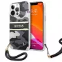 Guess GUHCP13XKCABBK pevné puzdro pre iPhone 13 Pro Max Camo Strap Collection čierne