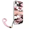 Guess GUHCP13MKCABPI pevné puzdro pre iPhone 13 / 14 / 15 6,1 palca ružové Camo Strap Collection