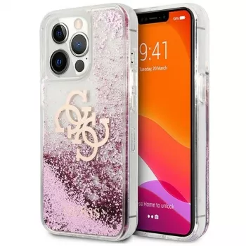 Guess GUHCP13XLG4GPI pevné puzdro pre Apple iPhone 13 Pro Max 6,7 palca ružové Liquid Glitter 4G Big