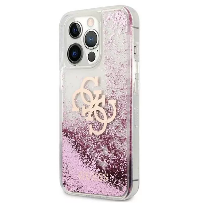 Guess GUHCP13XLG4GPI pevné puzdro pre Apple iPhone 13 Pro Max 6,7 palca ružové Liquid Glitter 4G Big