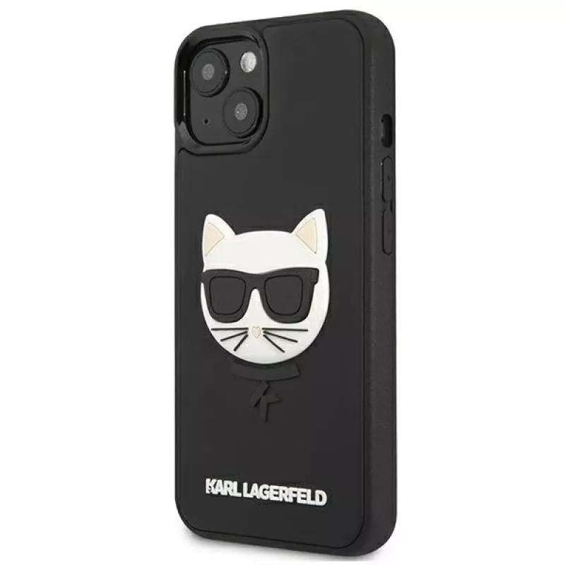 Karl Lagerfeld KLHCP13SCH3DBK pevné puzdro pre Apple iPhone 13 Mini 5,4 palca čierne 3D gumové Choupette