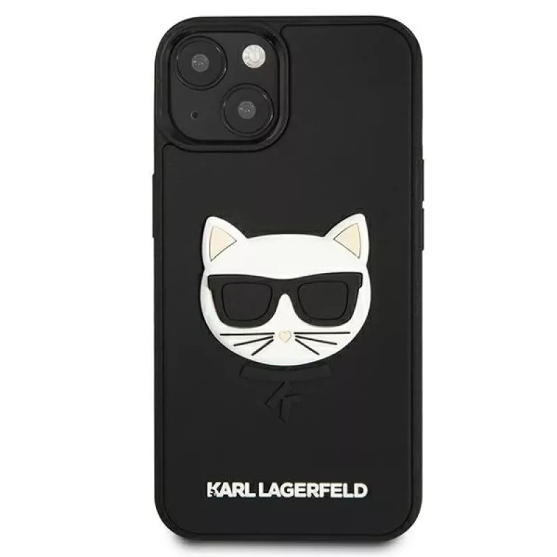 Karl Lagerfeld KLHCP13SCH3DBK pevné puzdro pre Apple iPhone 13 Mini 5,4 palca čierne 3D gumové Choupette
