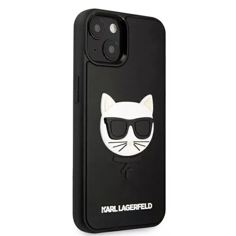 Karl Lagerfeld KLHCP13SCH3DBK pevné puzdro pre Apple iPhone 13 Mini 5,4 palca čierne 3D gumové Choupette