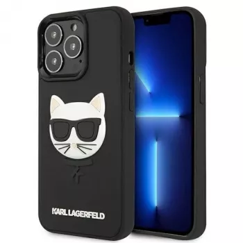Karl Lagerfeld KLHCP13LCH3DBK pevné puzdro 3D Rubber Choupette pre iPhone 13 Pro / 13 6,1 palca čierne