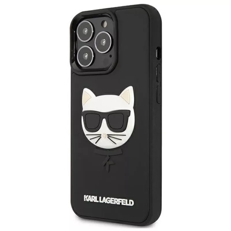 Karl Lagerfeld KLHCP13LCH3DBK pevné puzdro 3D Rubber Choupette pre iPhone 13 Pro / 13 6,1 palca čierne