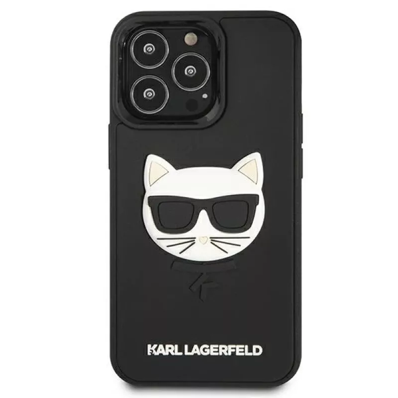 Karl Lagerfeld KLHCP13LCH3DBK pevné puzdro 3D Rubber Choupette pre iPhone 13 Pro / 13 6,1 palca čierne