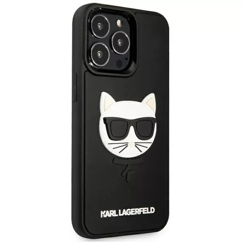 Karl Lagerfeld KLHCP13LCH3DBK pevné puzdro 3D Rubber Choupette pre iPhone 13 Pro / 13 6,1 palca čierne