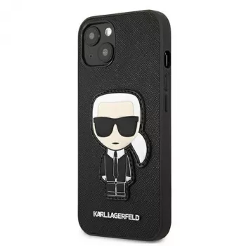 Karl Lagerfeld KLHCP13SOKPK iPhone 13 Mini 5,4 palca čierne pevné puzdro Saffiano Ikonik Karl Patch