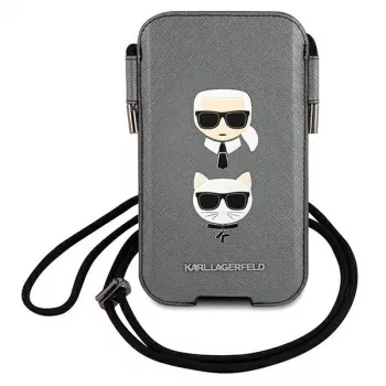 Karl Lagerfeld Ikonik Saffiano pevné puzdro pre Apple iPhone 12 / 12 Pro 6,1 palca sivé