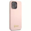 Guess Silicone Script Gold Logo pevné puzdro pre Apple iPhone 13 Pro Max 6,7 palca - svetloružové
