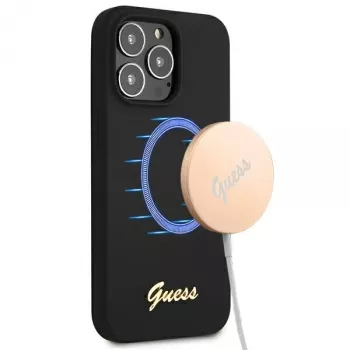 Guess GUHMP13XLSLMGBK silikónové pevné puzdro pre Apple iPhone 13 Pro Max 6,7