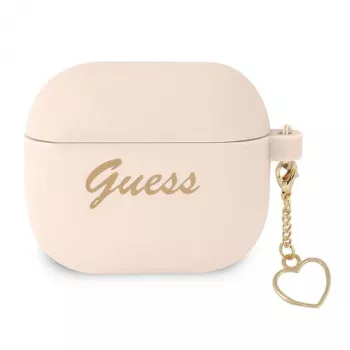 Guess GUA3LSCHSP Charm Heart Collection silikónové puzdro pre Apple AirPods 3. generácie - ružové