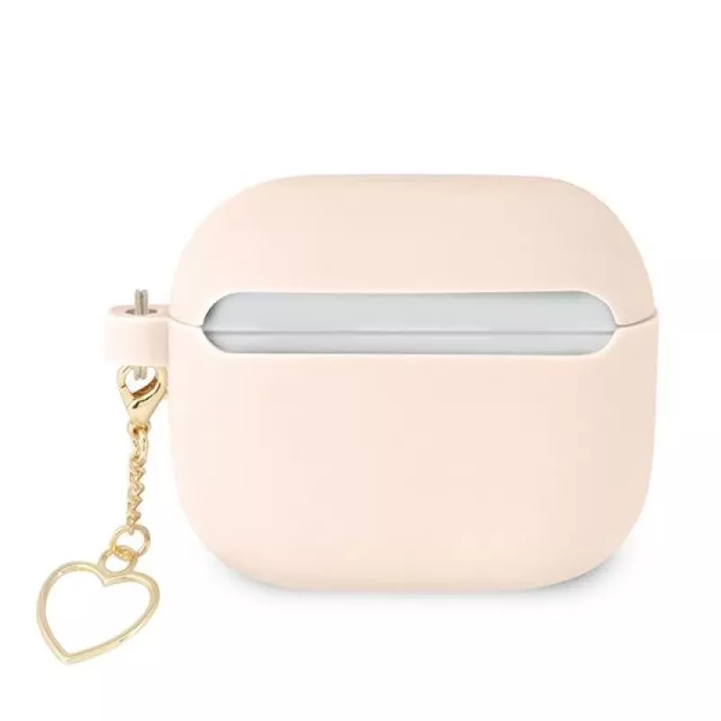 Guess GUA3LSCHSP Charm Heart Collection silikónové puzdro pre Apple AirPods 3. generácie - ružové