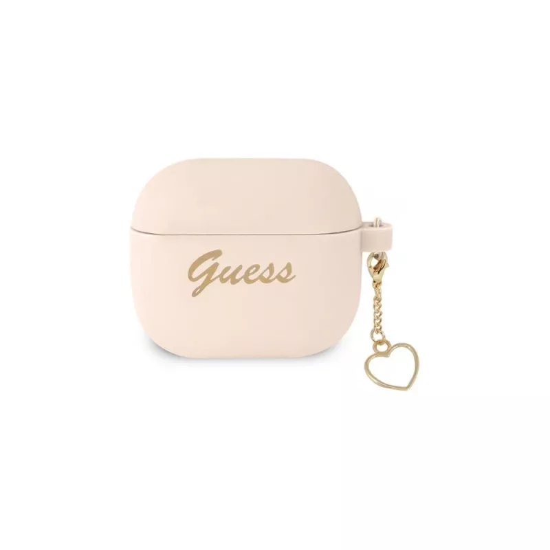 Guess GUA3LSCHSP Charm Heart Collection silikónové puzdro pre Apple AirPods 3. generácie - ružové