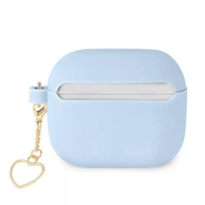 Guess GUA3LSCHSB Charm Heart Collection silikónové puzdro pre AirPods 3, modré