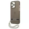 Guess GUHCP13LHTSGSK priesvitné pevné puzdro s pútkom na ruku pre Apple iPhone 13 Pro / iPhone 13, čierne