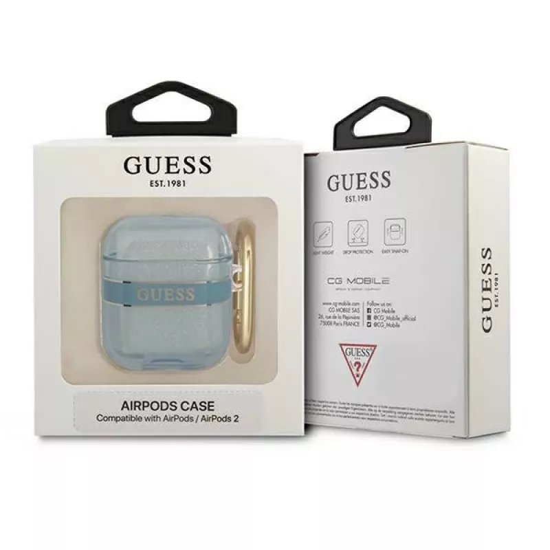 Guess GUA2HHTSB AirPods 1/2 puzdro modré Strap Collection