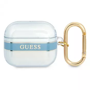 Guess GUA3HHTSB ochranné puzdro Strap Collection pre Apple AirPods 3. generácie - modrá