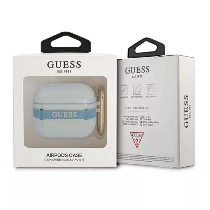 Guess GUA3HHTSB Strap Collection ochranné puzdro pre Apple AirPods 3. generácie - modré