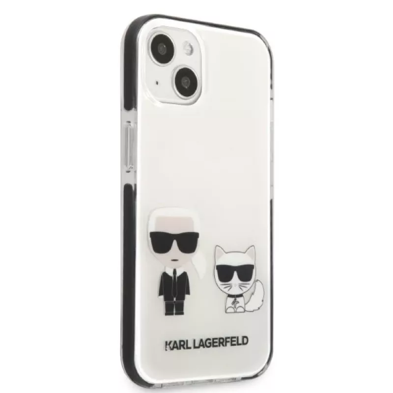 KARL LAGERFELD iPhone 13 mini pevné puzdro biele Karl & Choupette
