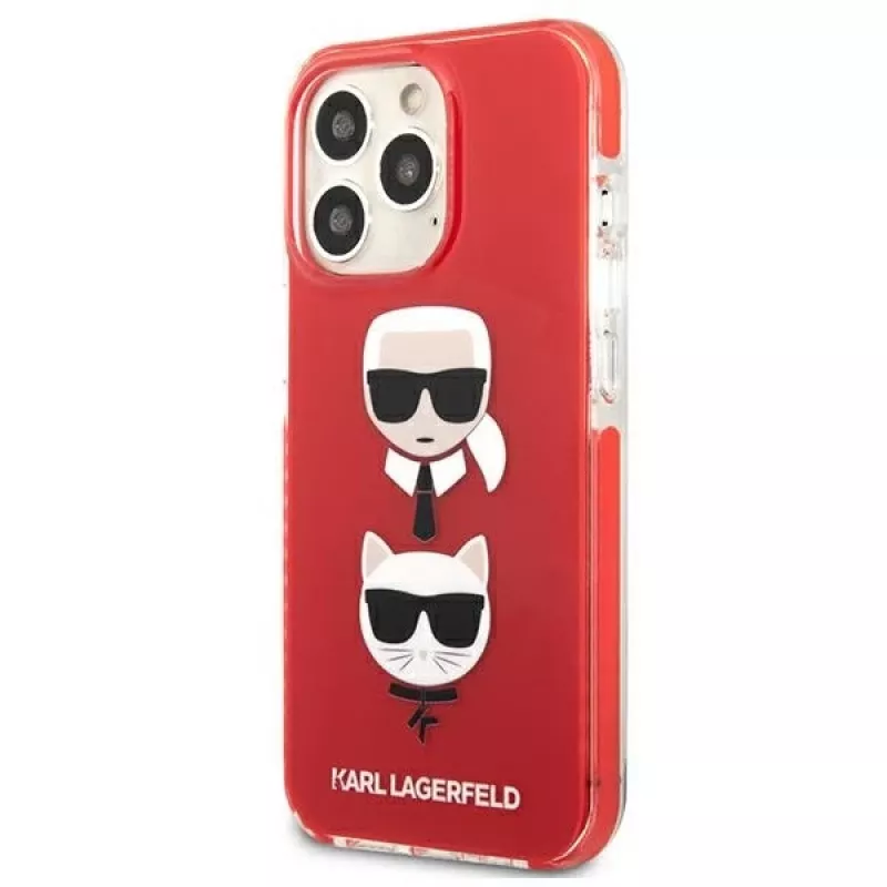 Karl Lagerfeld KLHCP13LTPE2TR iPhone 13 Pro / 13 6.1 pevné puzdro červené Karl & Choupette Head