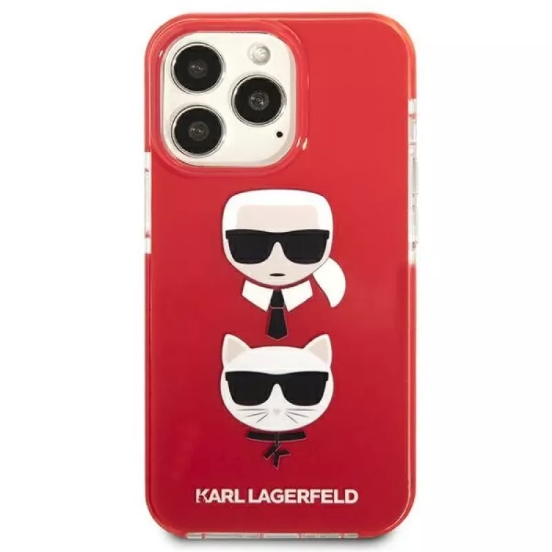 Karl Lagerfeld KLHCP13LTPE2TR iPhone 13 Pro / 13 6.1 pevné puzdro červené Karl & Choupette Head