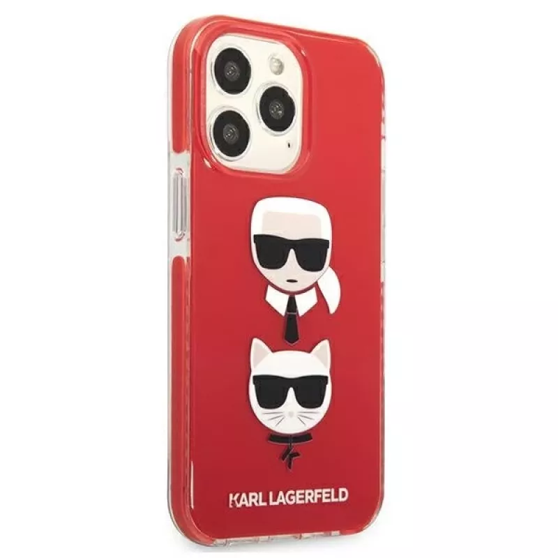 Karl Lagerfeld KLHCP13LTPE2TR iPhone 13 Pro / 13 6.1 pevné puzdro červené Karl & Choupette Head
