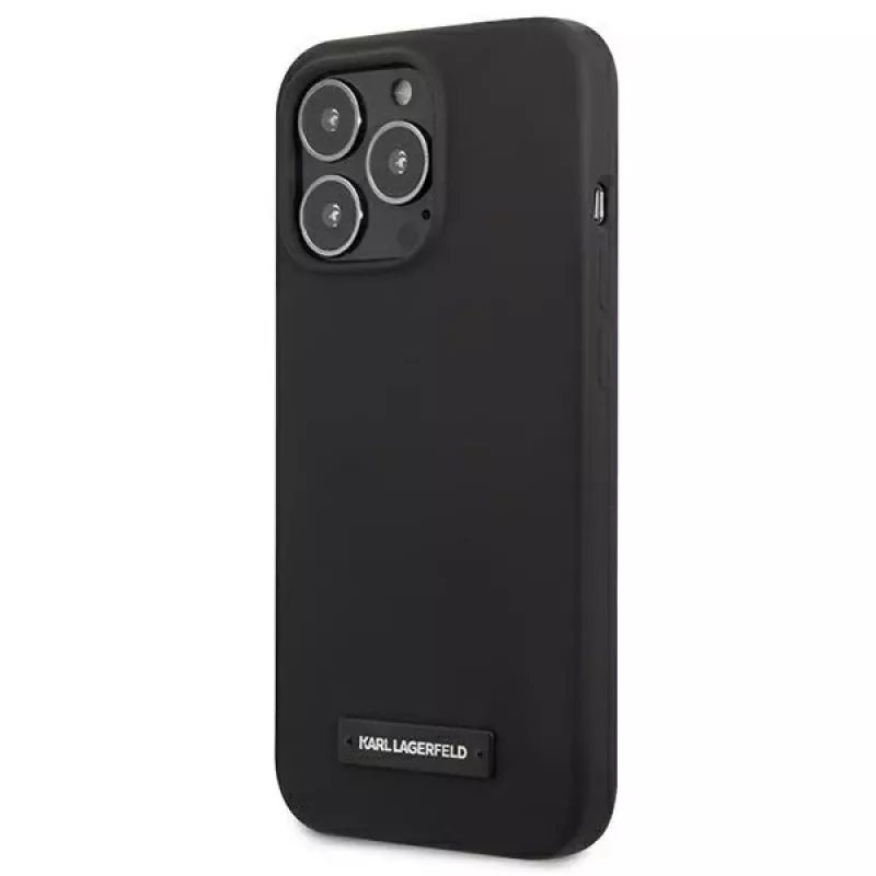 Karl Lagerfeld KLHCP13LSLMP1K iPhone 13 Pro / 13 6.1 pevné puzdro čierne silikónová plaketa