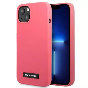 Karl Lagerfeld KLHCP13MSLMP1PI silikónové puzdro s plaketou pre iPhone 13/14/15 6,1