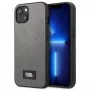Karl Lagerfeld Saffiano pevné puzdro s plaketou pre Apple iPhone 13 Mini 5,4 inch - strieborné