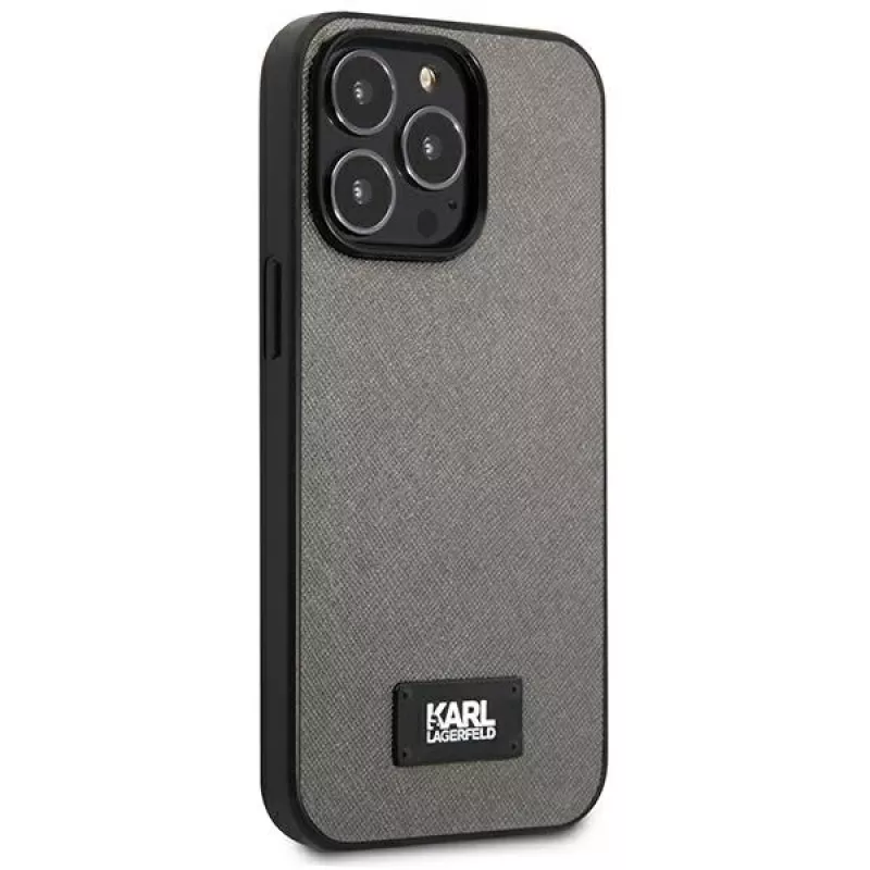 Karl Lagerfeld KLHCP13LSFMP2DG Saffiano pevné puzdro s plaketou pre iPhone 13 Pro / 13 6,1