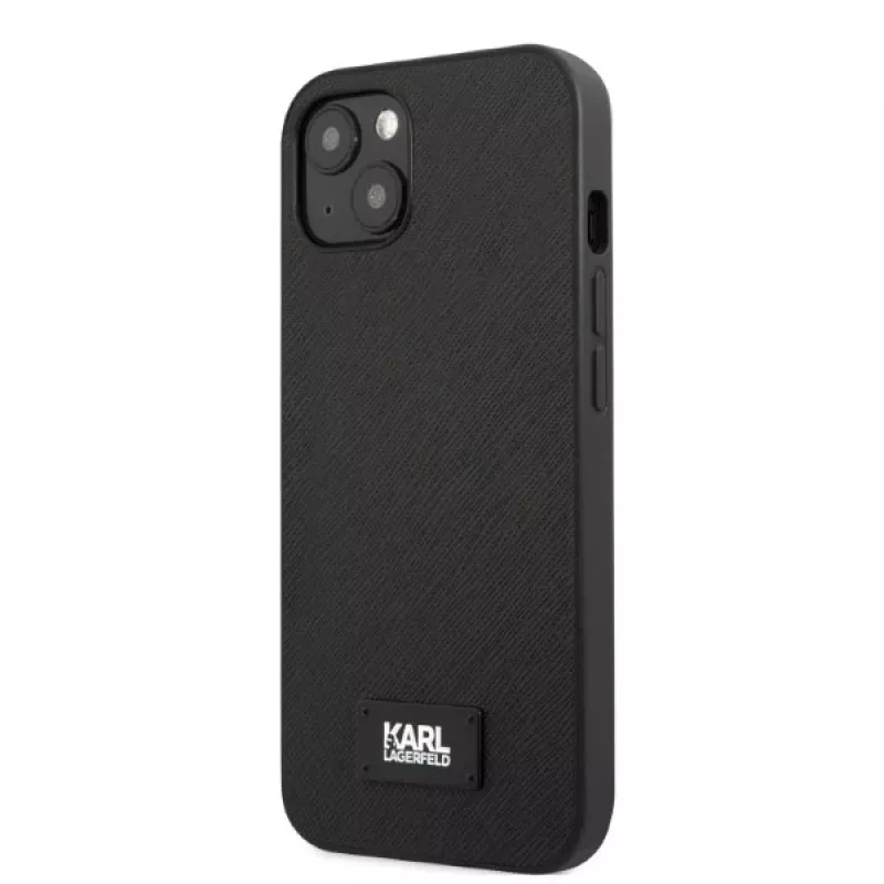 Karl Lagerfeld KLHCP13SSFMP2K Saffiano pevné puzdro s plaketou pre iPhone 13 mini, čierne