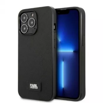 Karl Lagerfeld KLHCP13LSFMP2K iPhone 13 Pro / 13 6.1 pevné puzdro čierne Saffiano Plaque