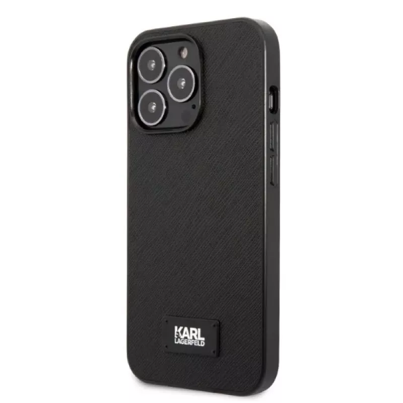 Karl Lagerfeld KLHCP13LSFMP2K iPhone 13 Pro / 13 6.1 pevné puzdro čierne Saffiano Plaque