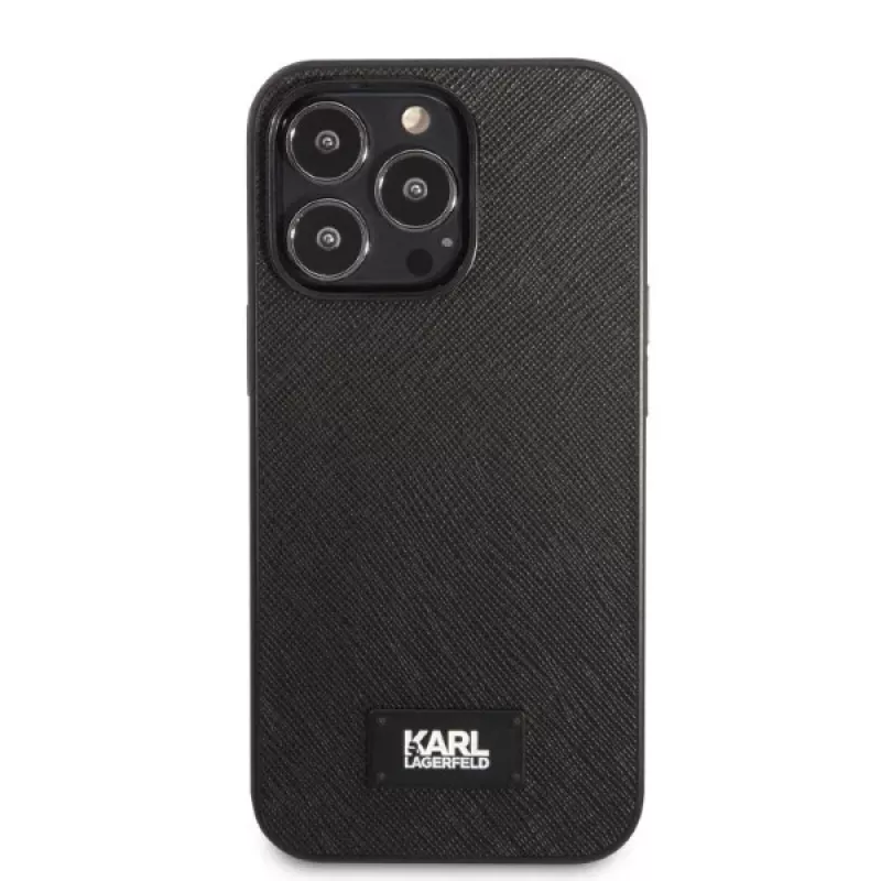 Karl Lagerfeld KLHCP13LSFMP2K iPhone 13 Pro / 13 6.1 pevné puzdro čierne Saffiano Plaque