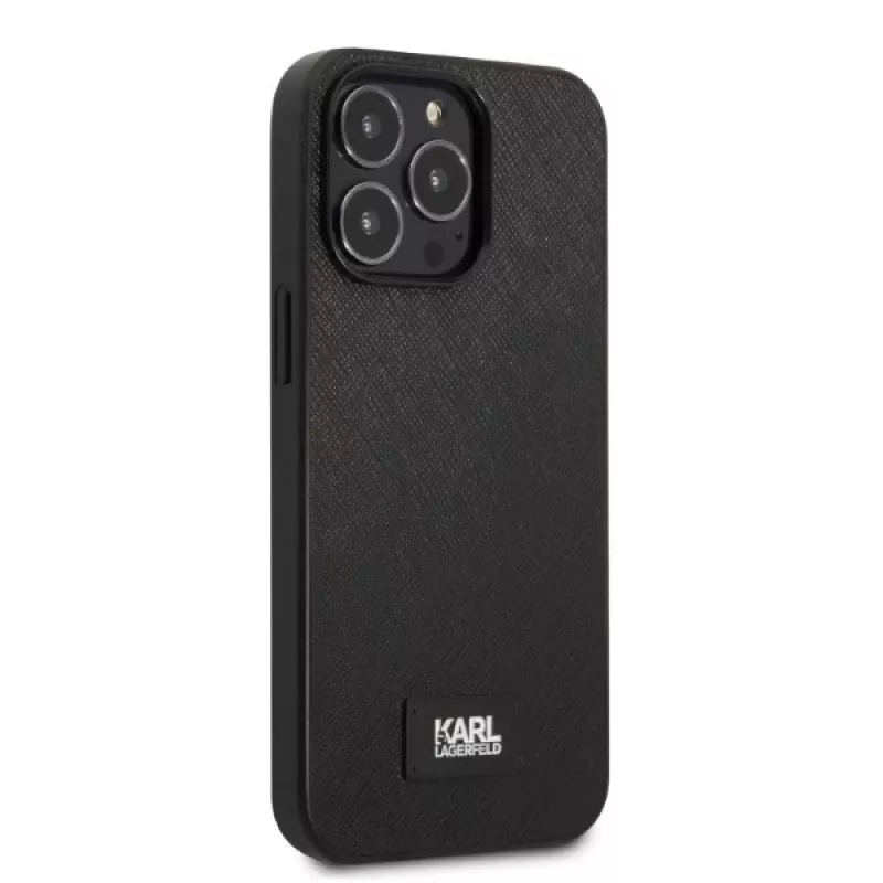Karl Lagerfeld KLHCP13LSFMP2K iPhone 13 Pro / 13 6.1 pevné puzdro čierne Saffiano Plaque