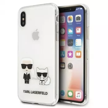Karl Lagerfeld KLHCI65CKTR pevné puzdro pre Apple iPhone Xs Max, transparentné, dizajn Karl & Choupette