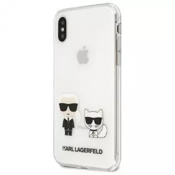 Karl Lagerfeld KLHCI65CKTR pevné puzdro pre Apple iPhone Xs Max, transparentné, dizajn Karl & Choupette