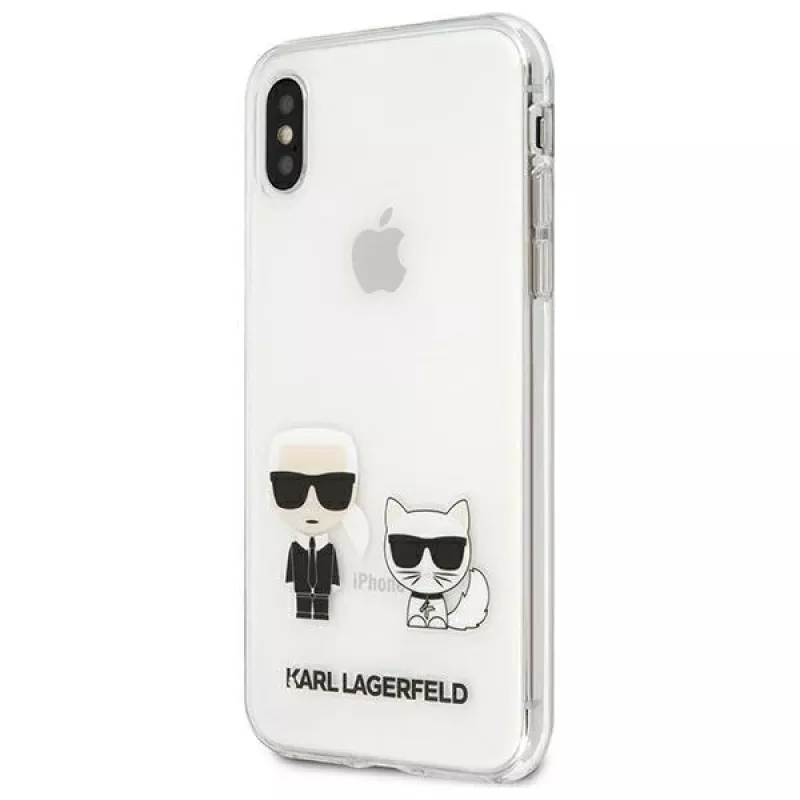 Karl Lagerfeld KLHCI65CKTR pevné puzdro pre Apple iPhone Xs Max, transparentné, dizajn Karl & Choupette