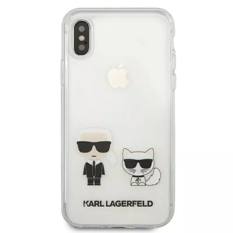 Karl Lagerfeld KLHCI65CKTR pevné puzdro pre Apple iPhone Xs Max, transparentné, dizajn Karl & Choupette