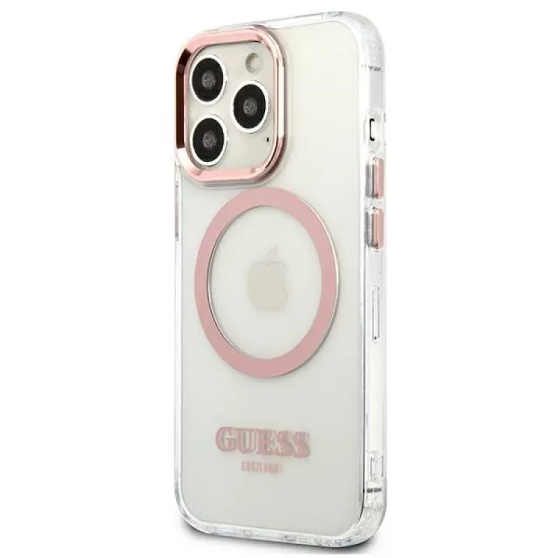 Guess Metal Outline MagSafe pevné puzdro pre iPhone 13 Pro / 13 6,1