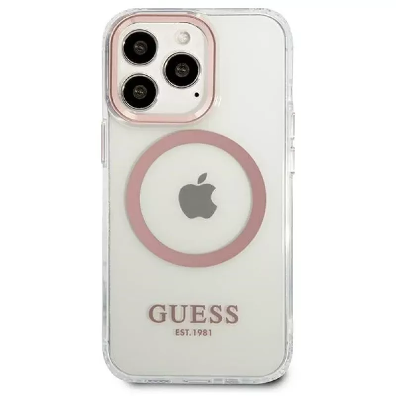 Guess Metal Outline MagSafe pevné puzdro pre iPhone 13 Pro / 13 6,1