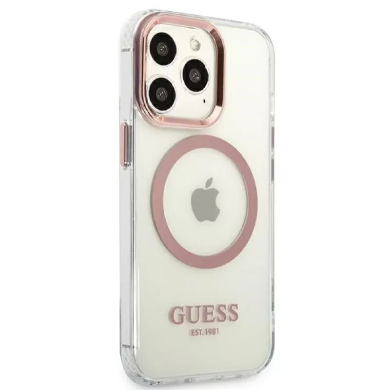 Guess Metal Outline MagSafe pevné puzdro pre iPhone 13 Pro / 13 6,1