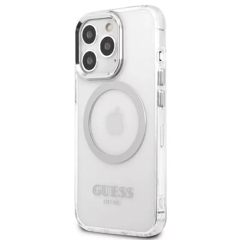 Guess GUHMP13LHTRMS Metal Outline MagSafe pevné puzdro pre iPhone 13 Pro / iPhone 13 6,1