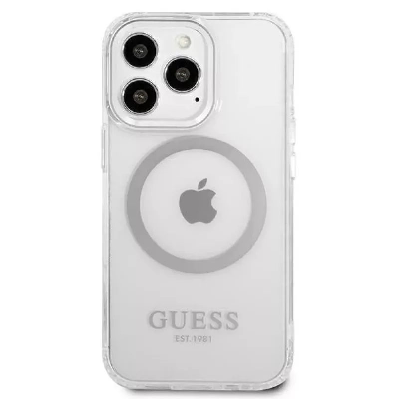 Guess GUHMP13LHTRMS Metal Outline MagSafe pevné puzdro pre iPhone 13 Pro / iPhone 13 6,1
