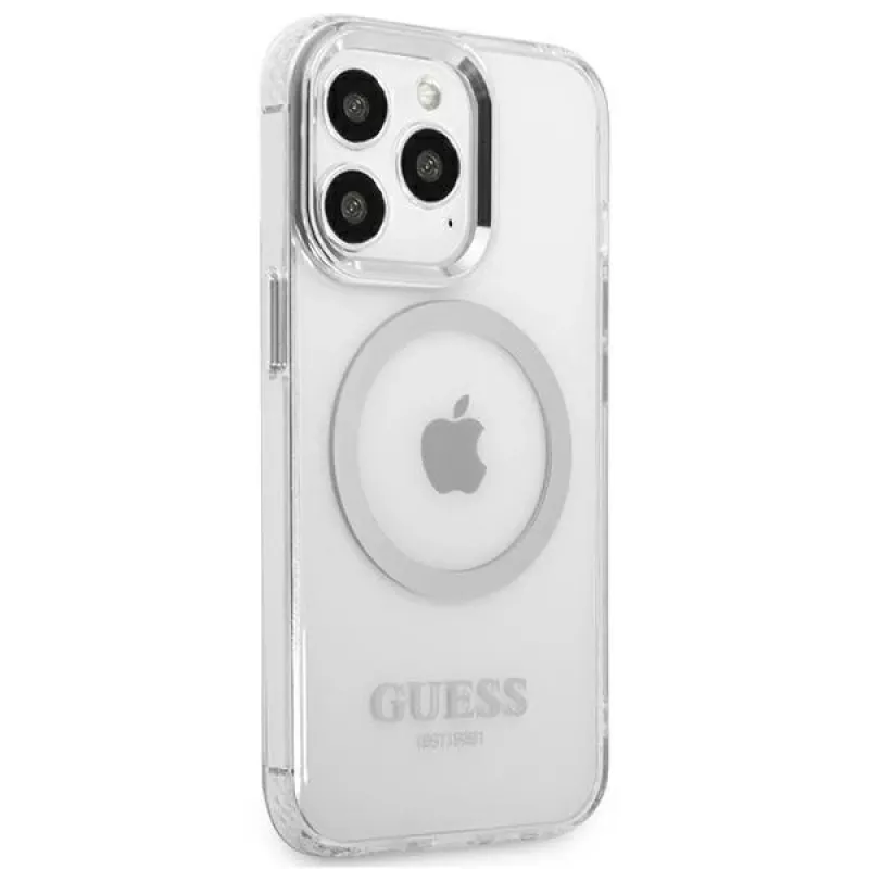 Guess GUHMP13LHTRMS Metal Outline MagSafe pevné puzdro pre iPhone 13 Pro / iPhone 13 6,1